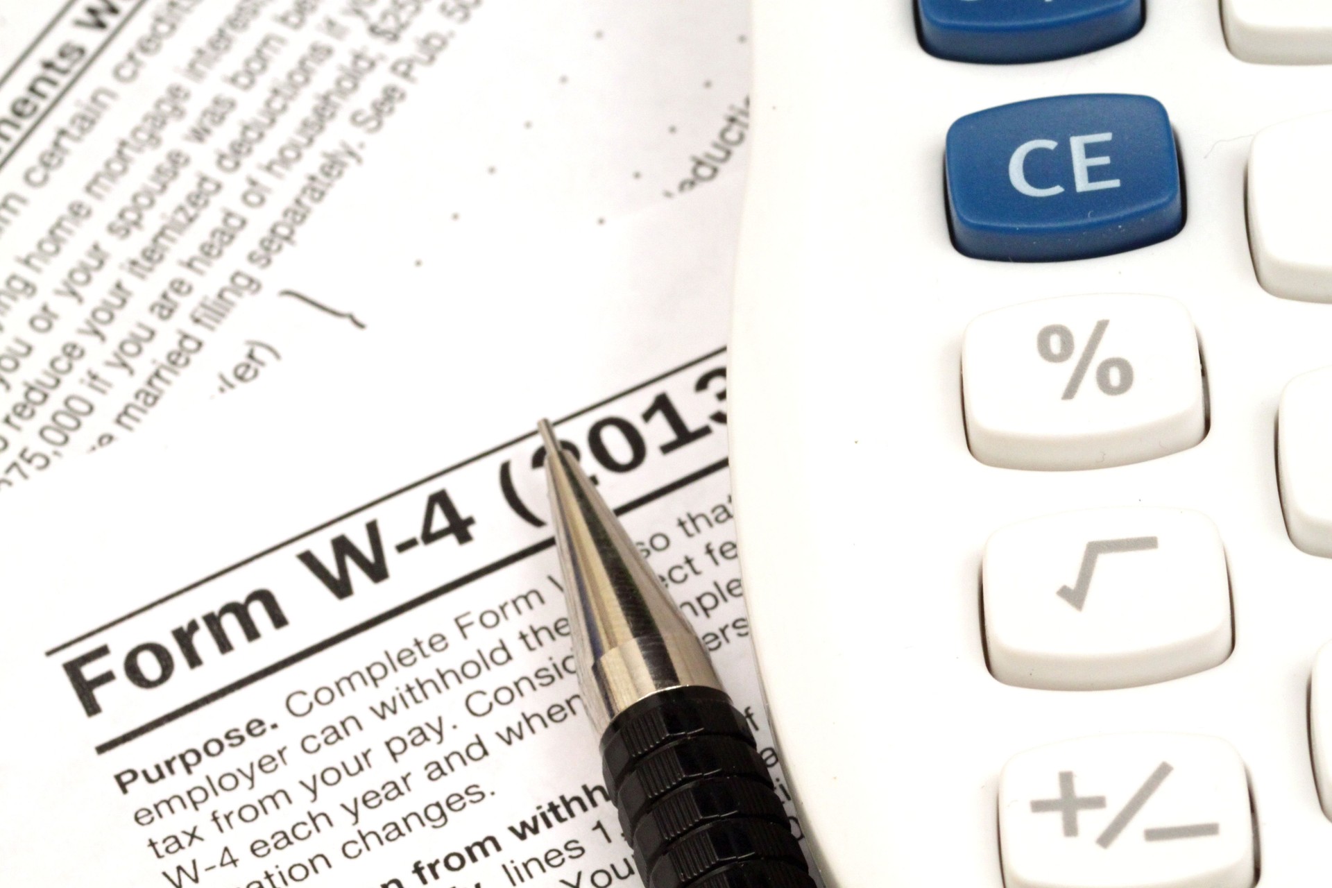 IRS Form W-4 Close Up